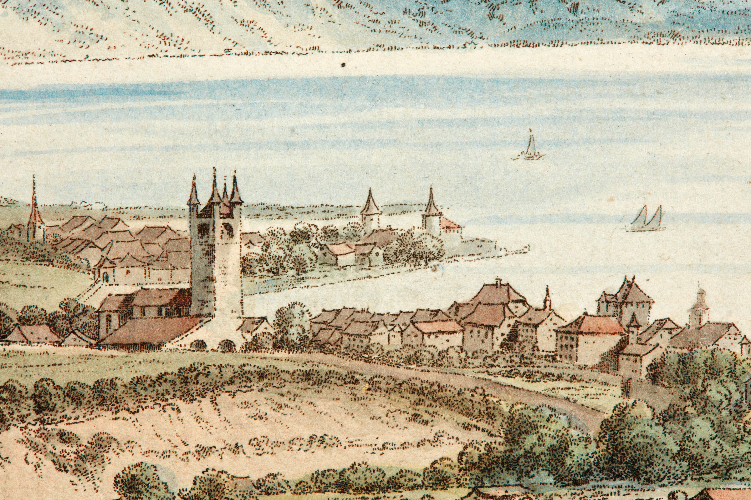 Johann Ludwig Aberli, Vue de Vevey, dettaglio